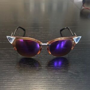 Fendi Purple and Gold Sunglasses with Crystal Accents